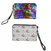 Косметичка с пайетками хамелеон и принтом, Lukky, Т16303