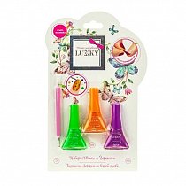 Lukky набор "Точки и Горошки": 3 лака  5,5 мл для ногтей (119,148,006) и инструмент для нанесения точек и горошков (дотс),Т20717