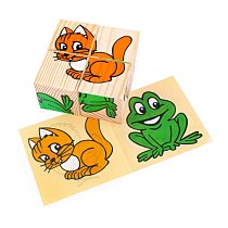 Кубики для детей развивающие деревянные "Животные" 4 шт., Томик, 789424/3333-1