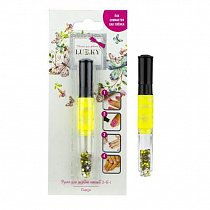 Lukky 3-в-1 ручка для дизайна ногтей с лаком для ногтей жёлтый 117 и стразами Т16779