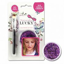 Гель-блестки для тела и лица - Фиолетовый, в наборе с кисточкой, цвет: пурпур, Luсky, Т11925