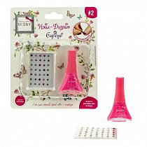 Lukky "Нэйл-Дизайн" #2 набор лак для ногтей peel-off цвет коралловый + стразы-наклейки "Сирень" Т19500