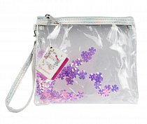 Косметичка на молнии с пайетками-цветочками, Lukky, Т14346