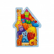 Пазл-вкладыш, логическая головоломка "Коты", размер 28х20 см, 4276018