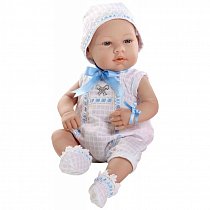 Пупс Arias с цветными стразами Swarowski в бело-голубом боди 42 см, Т59290