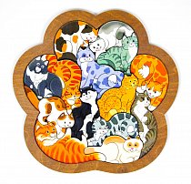 Деревянный пазл для малышей Нескучные игры, Зоопазл "Кошки" 14 деталей, 4531994